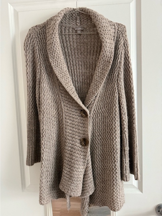 J. Jill Sweaters - J. Jill Women’s Taupe Chunky Shawl-Collar Cardigan